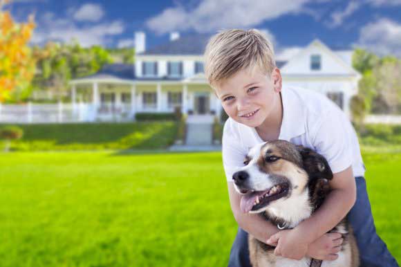 small boy with his pet dog